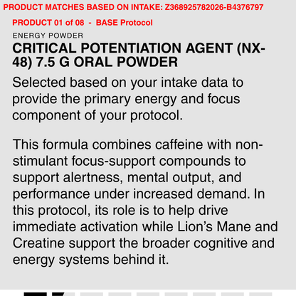 )CRITICAL POTENTIATION AGENT (NX-48) 7.5 G ORAL POWDER