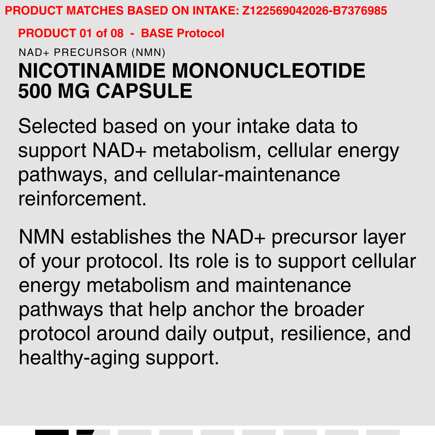 NICOTINAMIDE MONONUCLEOTIDE 500 MG CAPSULE