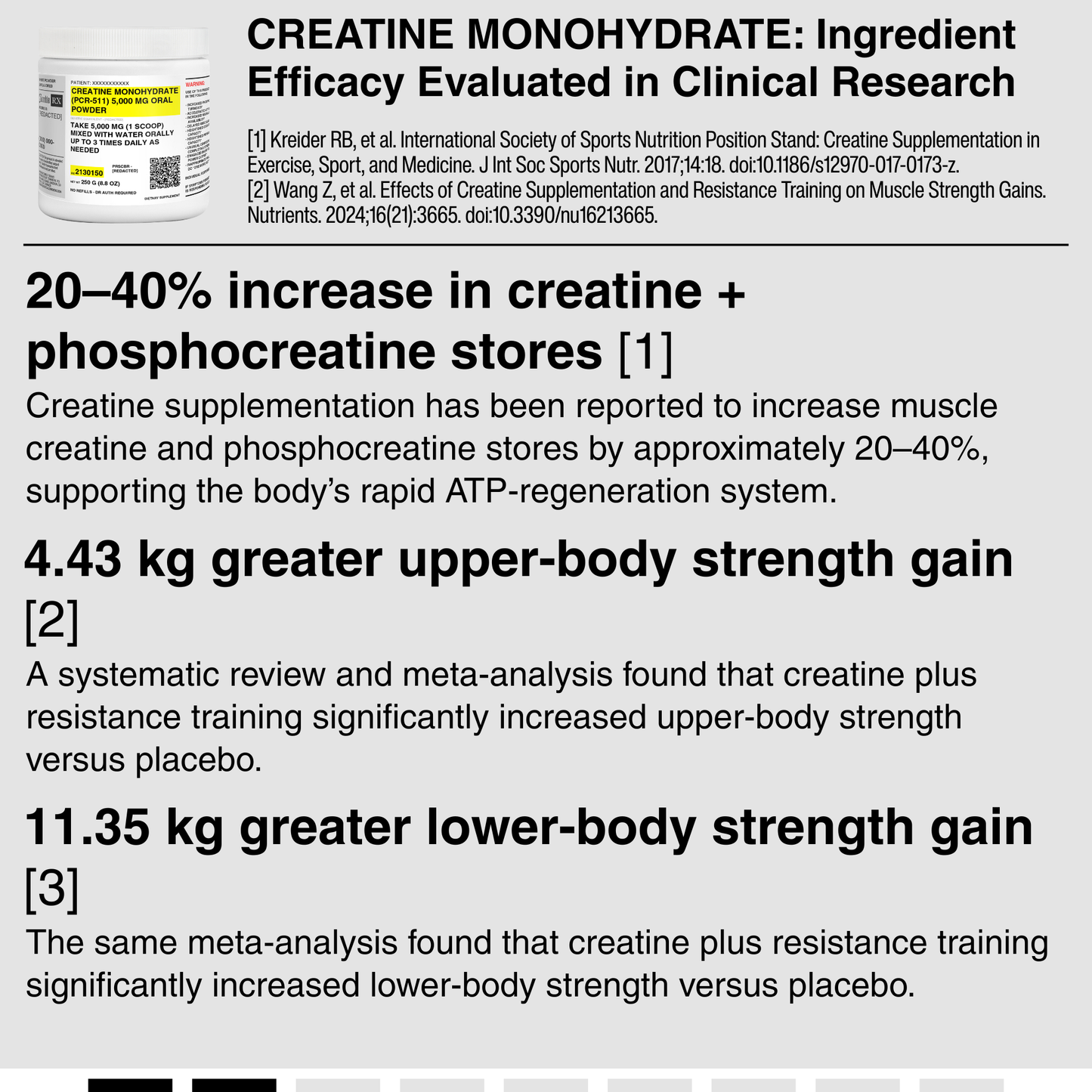 )CREATINE MONOHYDRATE (PCR-511) 5,600 MG ORAL POWDER