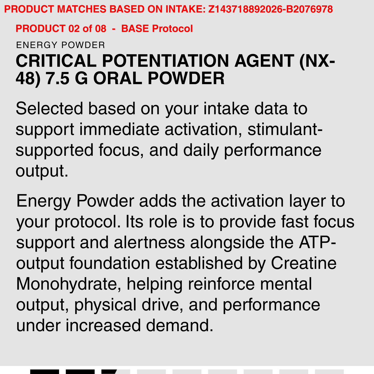 )CREATINE MONOHYDRATE (PCR-511) 5,600 MG ORAL POWDER